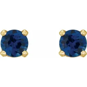 14K Yellow Natural Blue Sapphire Earrings