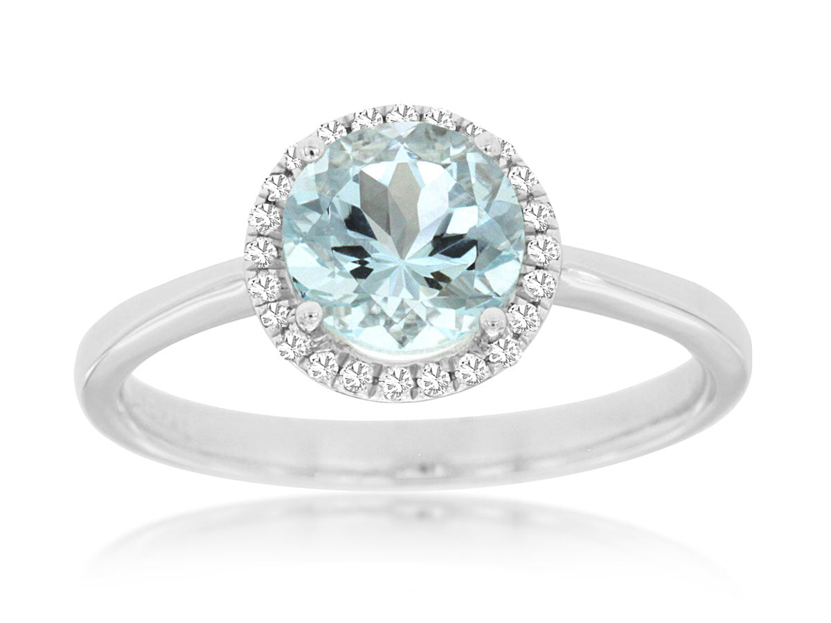 14KW 1.15CTW Aquamarine & Diamond Ring