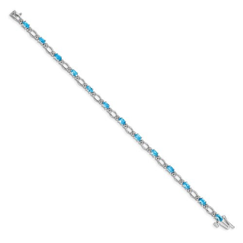 14k White Gold Diamond and Blue Topaz Bracelet