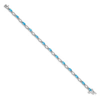 14k White Gold Diamond and Blue Topaz Bracelet