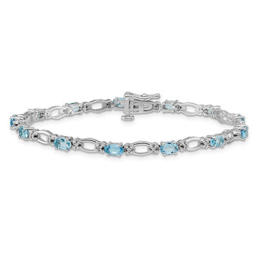 14k White Gold Diamond and Blue Topaz Bracelet