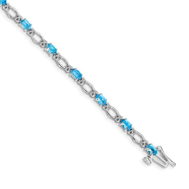 14k White Gold Diamond and Blue Topaz Bracelet