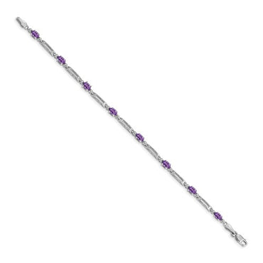 14k White Gold Diamond and Amethyst Bracelet