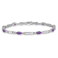 14k White Gold Diamond and Amethyst Bracelet