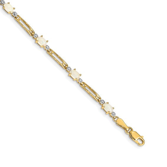 14k Fancy Diamond and Opal Bracelet