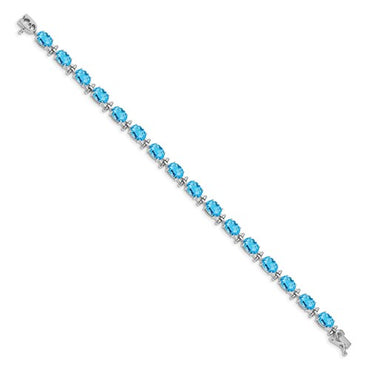 14k White Gold Blue Topaz Bracelet