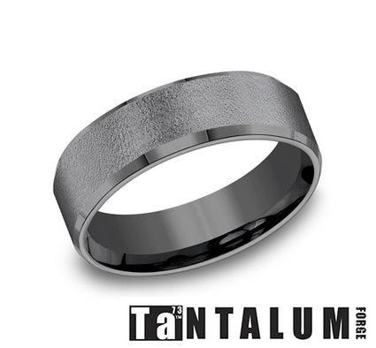 Tantalum Dark Wire Brush Men's Ring