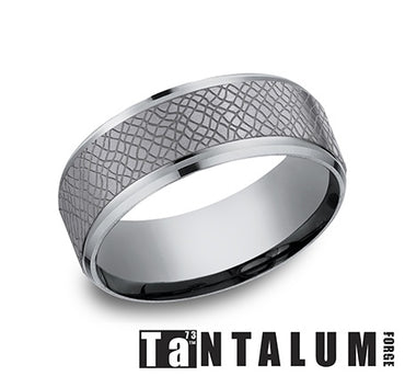 Tantalum Leather Grey Men's Ring