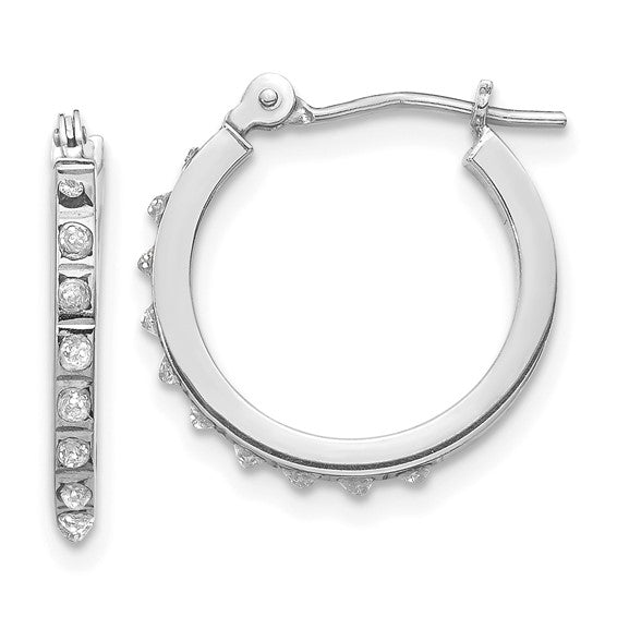 14k White Gold Diamond Hinged Hoop Earrings