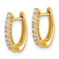 14k Gold Polished Diamond Hinged Hoop Earrings