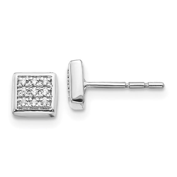 14k White Gold Diamond Post Earrings