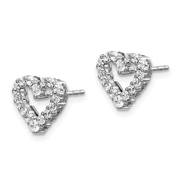 14k White Gold Diamond Heart Earrings
