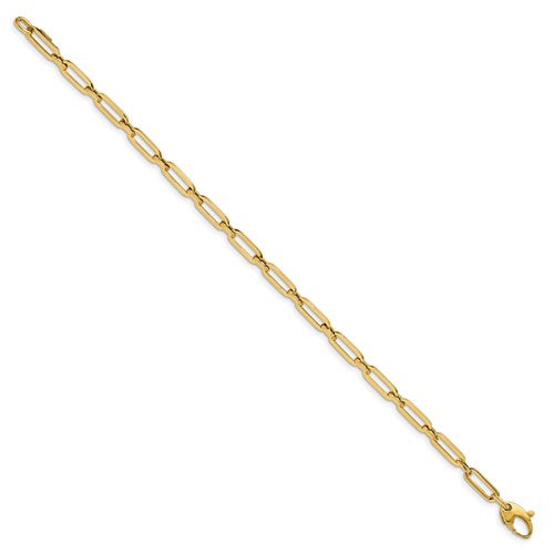 14K YG Polished Flat Oval Link Bracelet