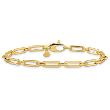 14K YG Polished Flat Oval Link Bracelet