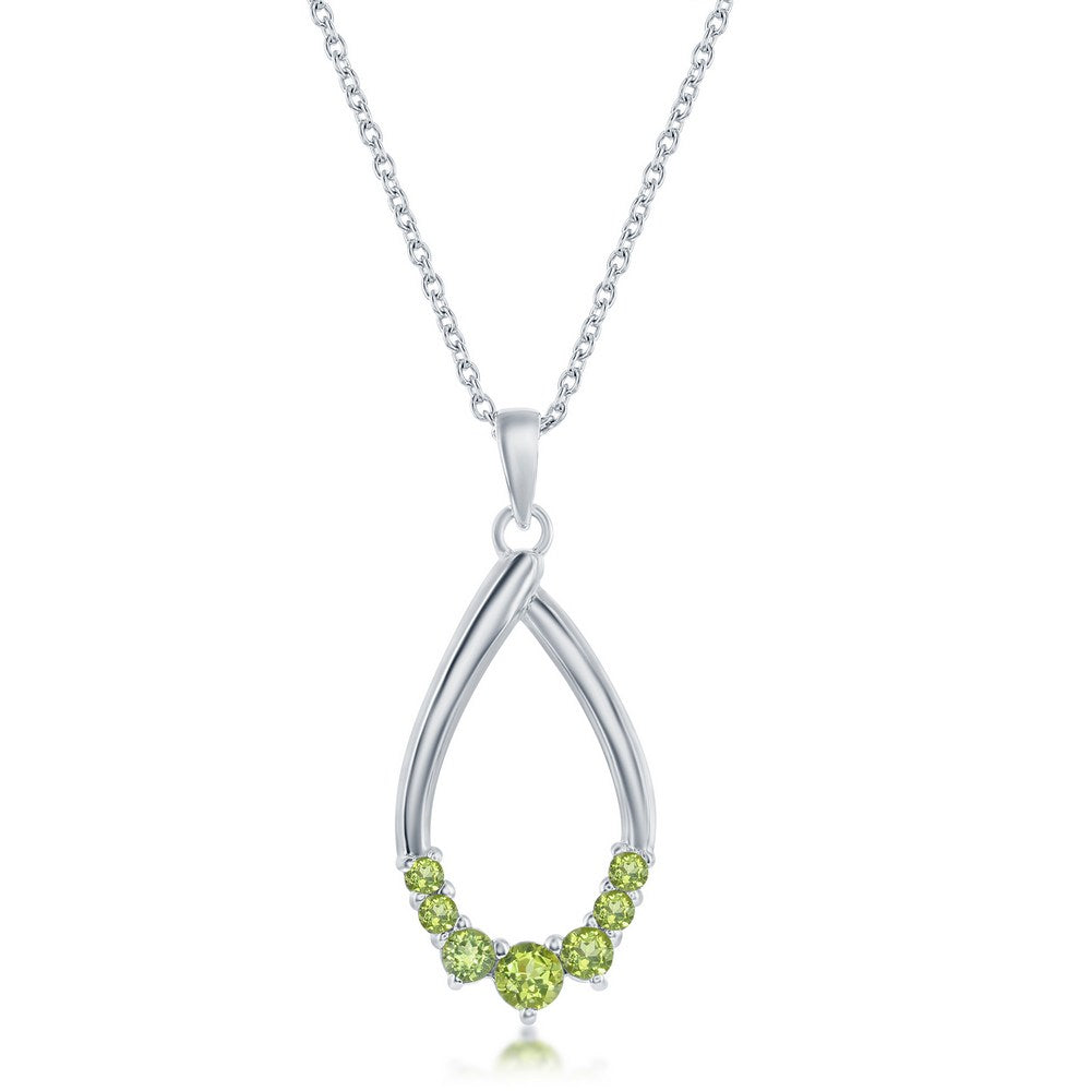 Sterling Silver Peridot Pear-shaped Gemstone Necklace