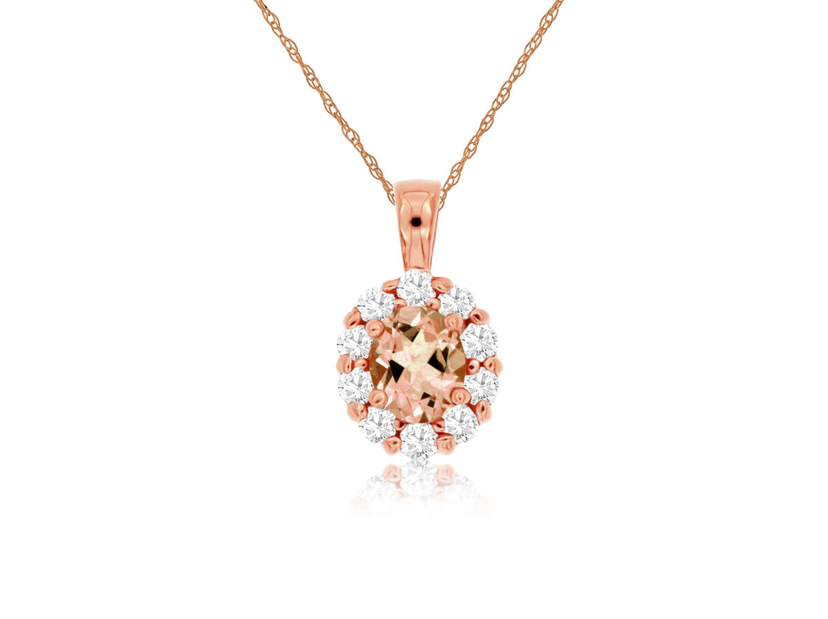 14KR .28CTW Morganite & Diamond Pendant