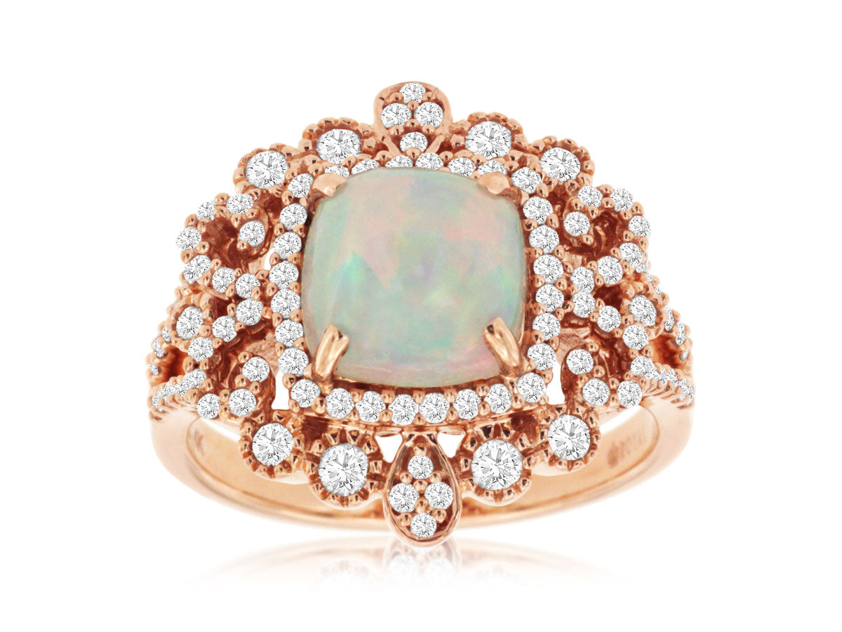 14KR 1.40CT Opal & Diamond Ring