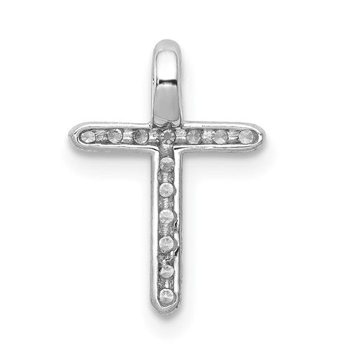 14k White Gold Diamond Cross Pendant