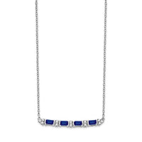 14k White Gold Sapphire and Diamond 18in. Bar Necklace