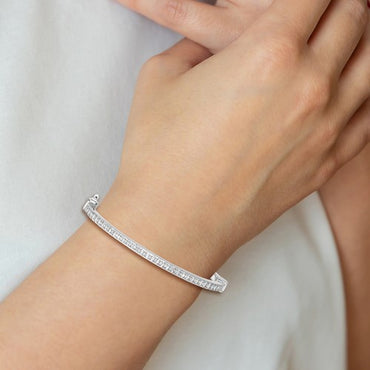 Sterling Silver Platinum-plated Diamond Baby Bangle