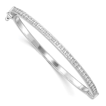 Sterling Silver Platinum-plated Diamond Baby Bangle