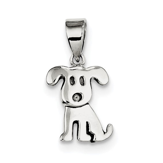 Sterling Silver Polished Puppy Dog Pendant with bail