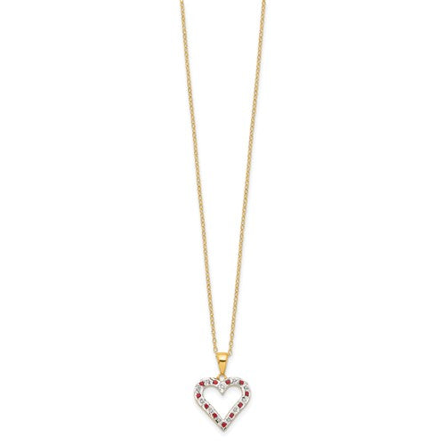 Diamond Fascination Diamond Mystique Sterling Silver 18K Gold-plated Diamond and Ruby Heart 18 Inch Necklace