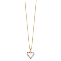 Diamond Fascination Diamond Mystique Sterling Silver 18K Gold-plated Diamond and Ruby Heart 18 Inch Necklace
