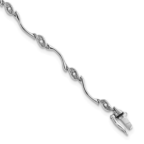 Sterling Silver Rhodium-plated Diam. Bracelet