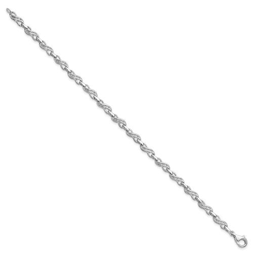 Sterling Silver Rhodium-plated Diam. Infinity Symbol Bracelet