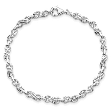 Sterling Silver Rhodium-plated Diam. Infinity Symbol Bracelet
