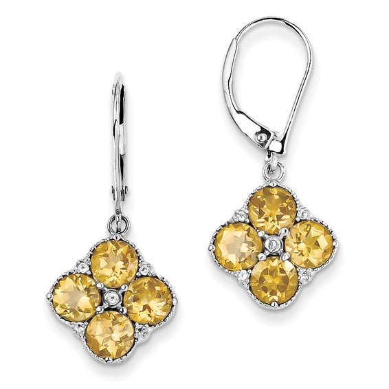 Sterling Silver Citrine and White Topaz Earrings