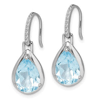 Sterling Silver Rhodium-plated Blue Topaz Teardrop Dangle Earrings