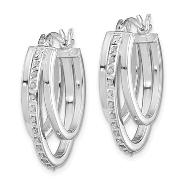 Diamond Sterling Silver Platinum-plated Diamond Multi Hoop Earrings