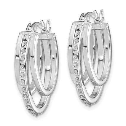 Diamond Sterling Silver Platinum-plated Diamond Multi Hoop Earrings