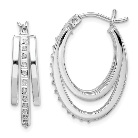 Diamond Sterling Silver Platinum-plated Diamond Multi Hoop Earrings