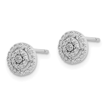 Sterling Silver Rhodium plated Diamond Post Earrings