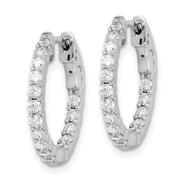 Sterling Shimmer Rhodium-plated 1.9mm CZ In and Out Round Hinged Hoop Earrings with Patented Lock Design