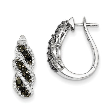Sterling Silver Black and White Diamond Earring