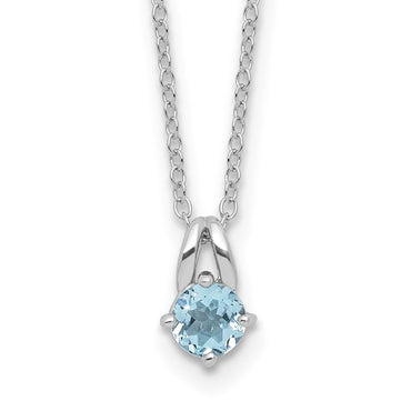 Sterling Silver Rhodium-plated .59BT Blue Topaz 16in with 2in ext Necklace