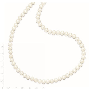 6-7mm White Semi-round Freshwater Cultured Pearl Slip-on Endless 80 inch Necklace