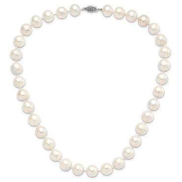 Sterling Silver 12-13mm White FWC Pearl Necklace