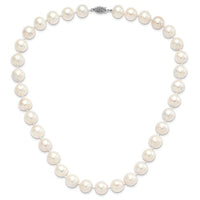Sterling Silver 12-13mm White FWC Pearl Necklace
