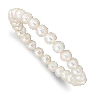 6-7mm White Freshwater Cultured Pearl Stretch Bracelet