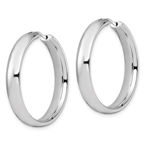 Leslie's Sterling Silver Rhodium-plated 6mm Half Round Tube Earrings