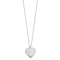 Sterling Silver Platinum-plated Diamond Heart Locket