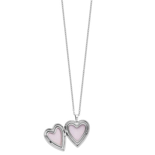 Sterling Silver Platinum-plated Diamond Heart Locket