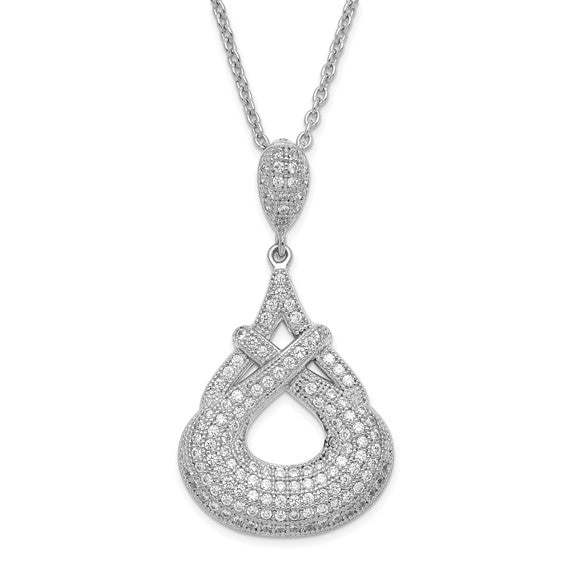 Sterling Silver and CZ Teardrop Necklace