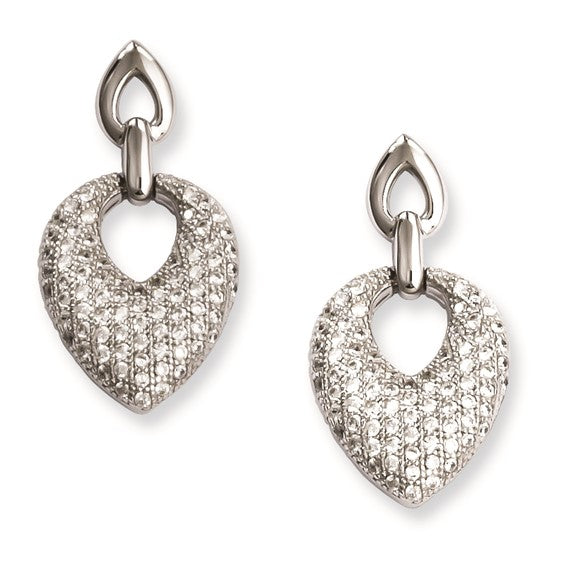 Sterling Silver and CZ Dangle Post Earrings