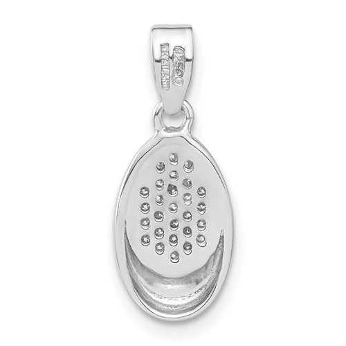 Sterling Silver Rhodium Plated CZ Oval Pendant